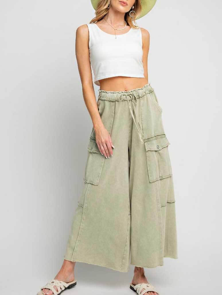 Washed Wide Pants-