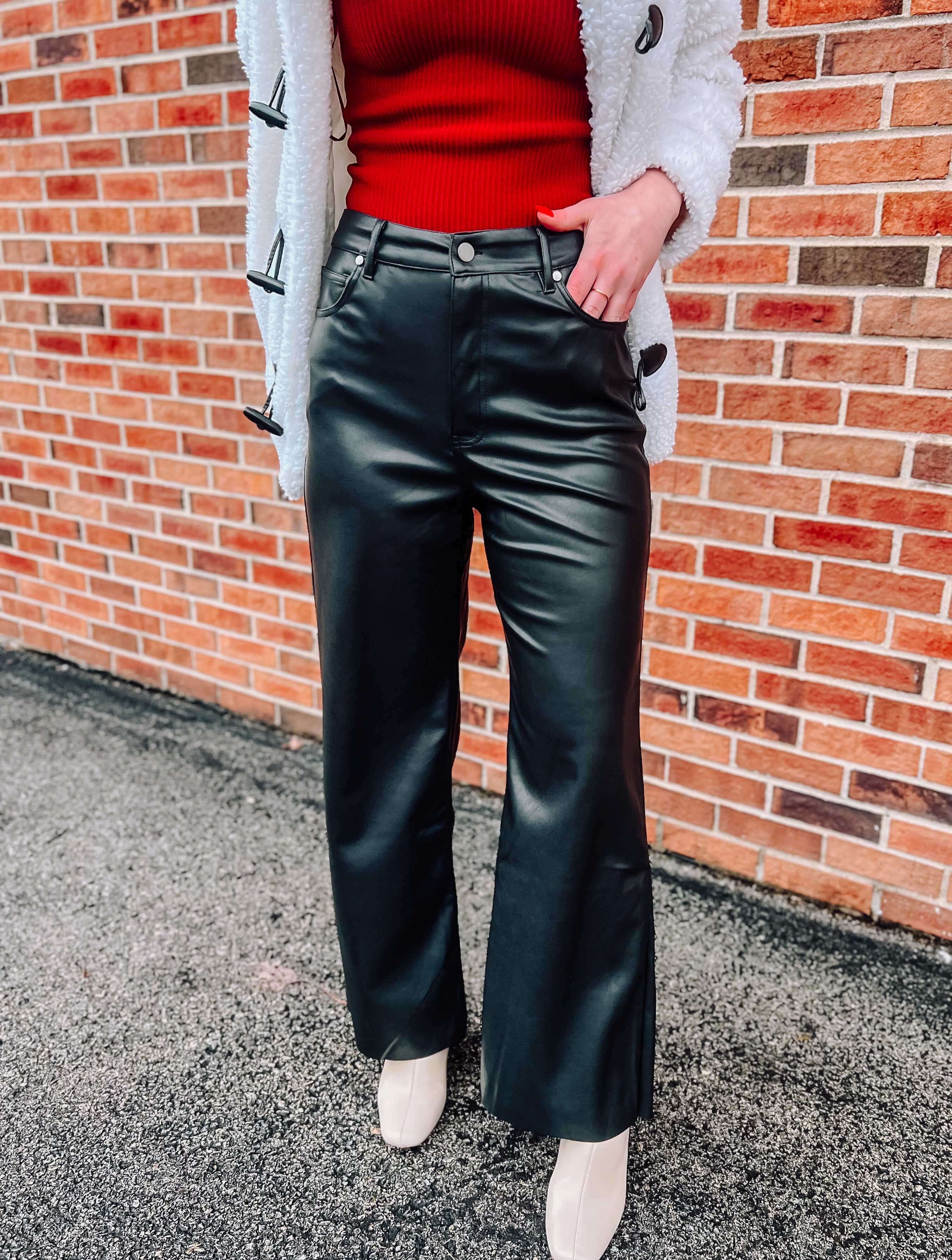 Faux Leather Pants in Black