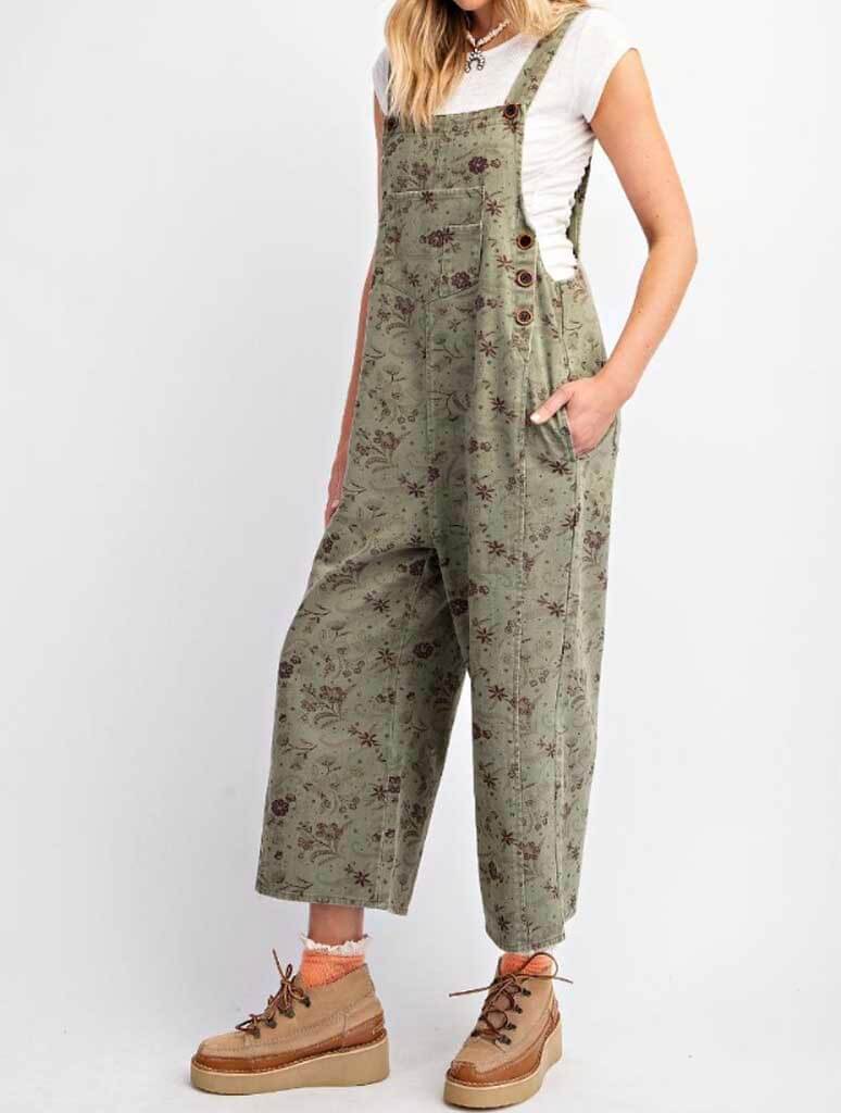 Printed Washed Twill Jumpsuit