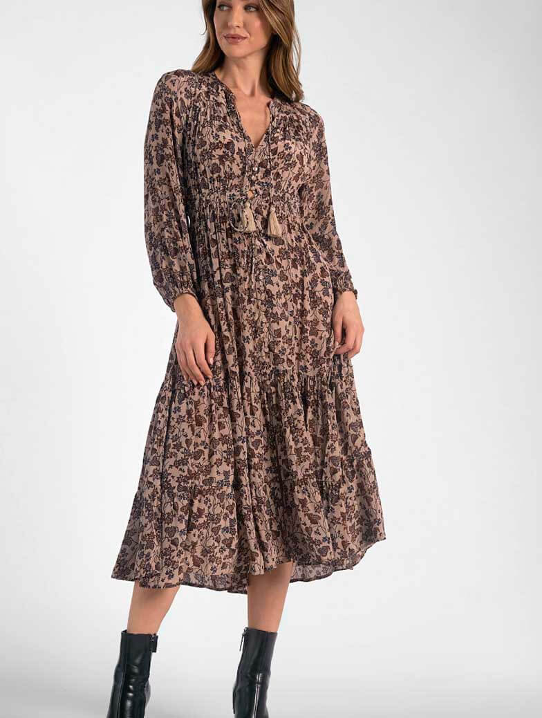 Tiered Maxi Dress in Neutral Napa Paisley