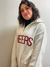 Zip-Up Sweater in White Red