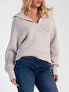 Open V-Neck Sweater in Light Grey