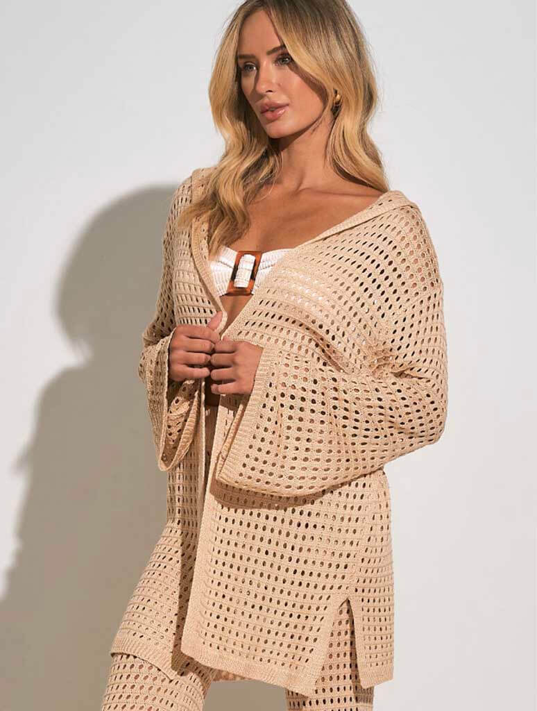 Open Knit Cardigan in Natural