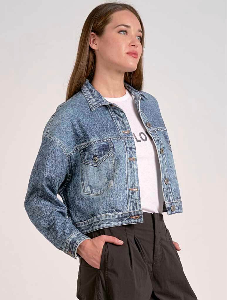 Lightweight Printed Denim Jacket