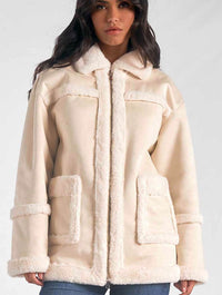Sherpa Mid-length Coat in Off White