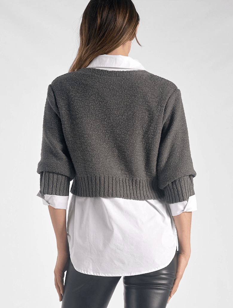 Cropped Sweater Top in Gunmetal Grey