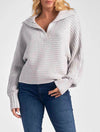 Open V-Neck Sweater in Light Grey
