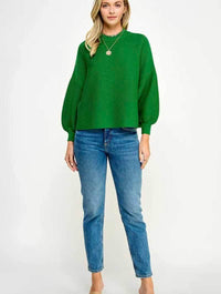 Mock Neck Sweater in Kelly Green