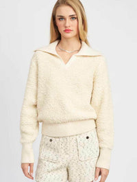 Hayes Boucle Sweater in Cream