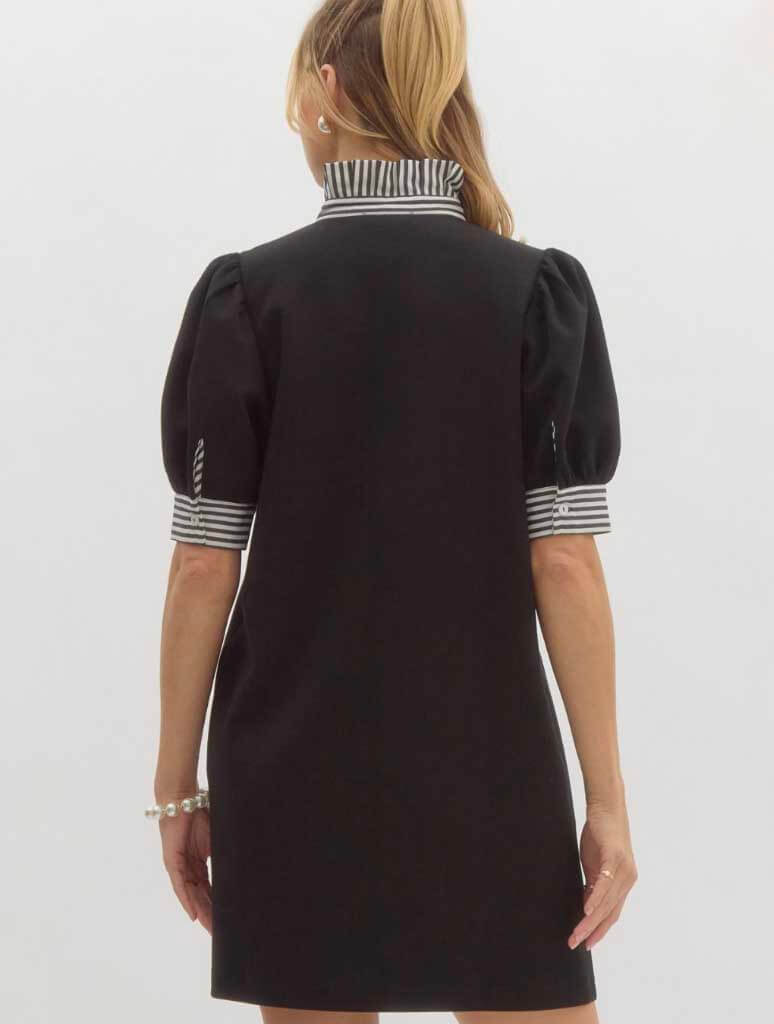 Collared Dress with Striped Details