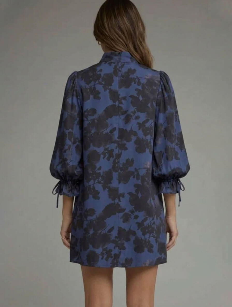 Floral 3/4 Balloon Sleeve Mini Dress