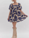 Puff Sleeve Square Neck Floral Dress