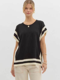 Solid Boxy Sweater with Side Slit Hem