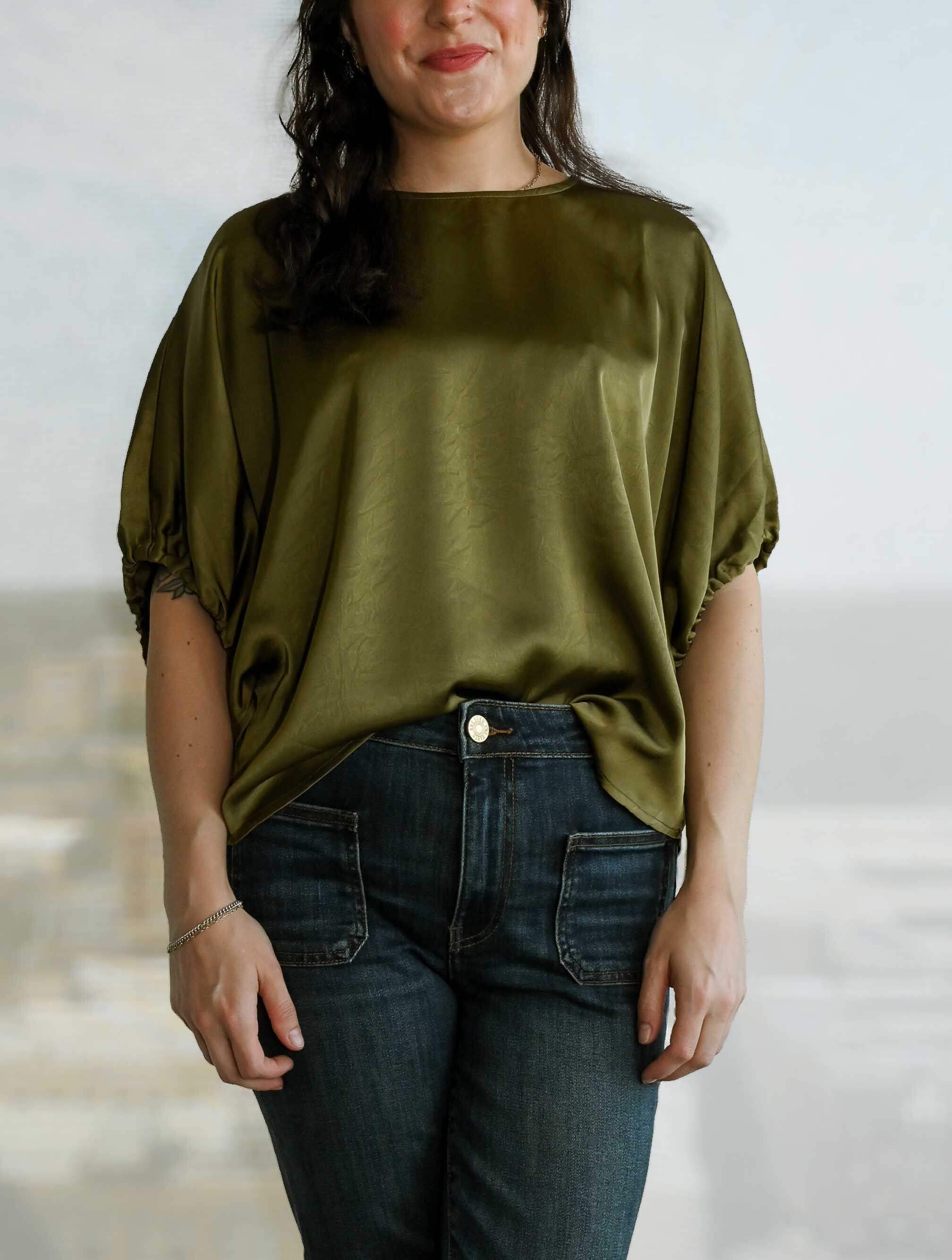 Satin Tie Sleeve Detailed Top