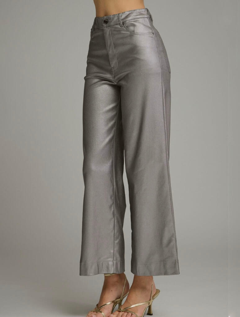 Metallic Wide Leg Pants