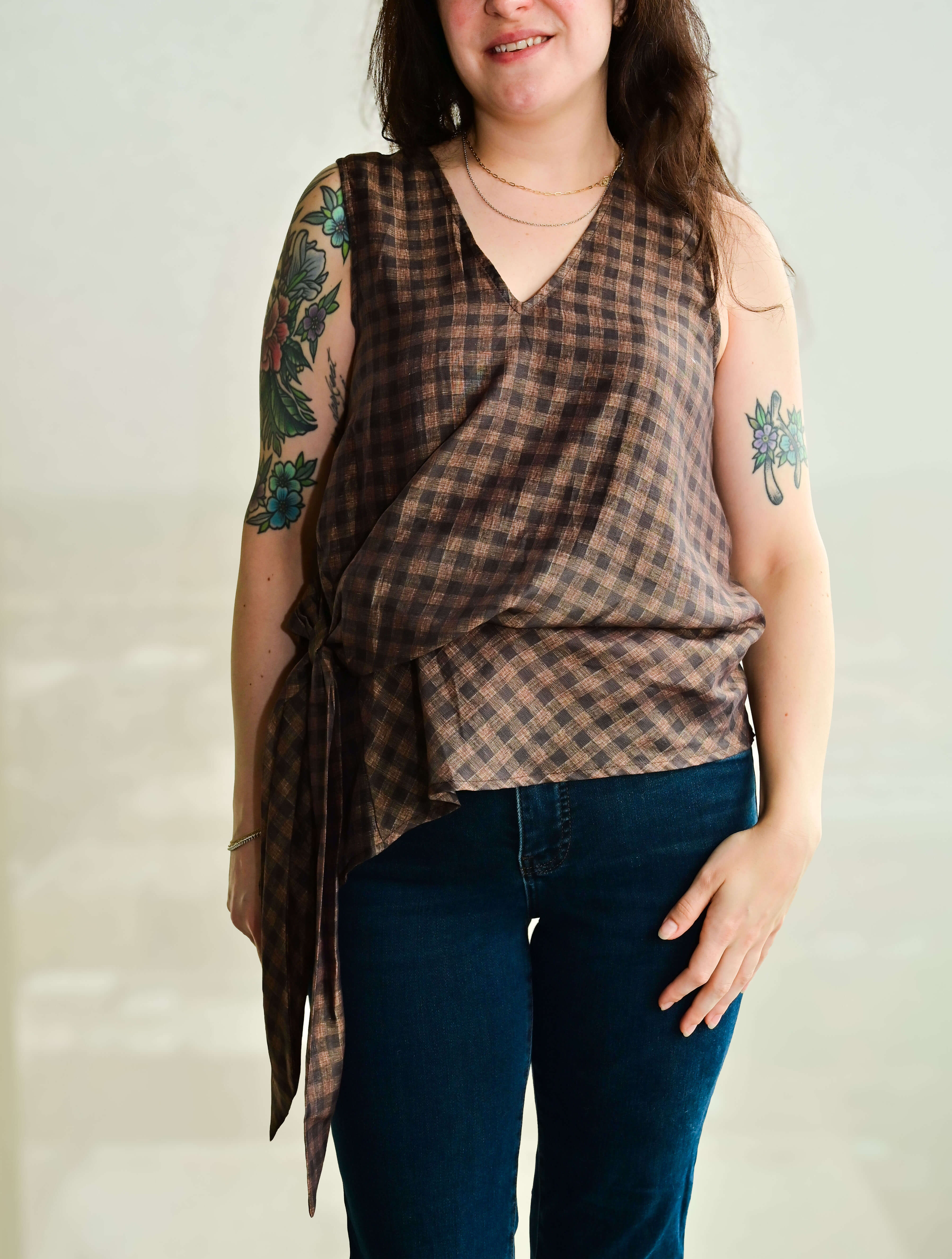 Sleeveless Side-Tie Blouse