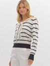 Striped Sweater Featuring Front Knot Sailor Collar