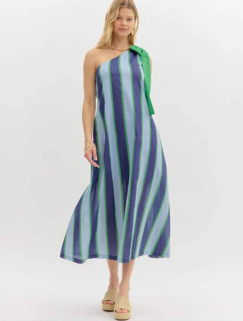 One Shoulder Maxi Dress with Bow