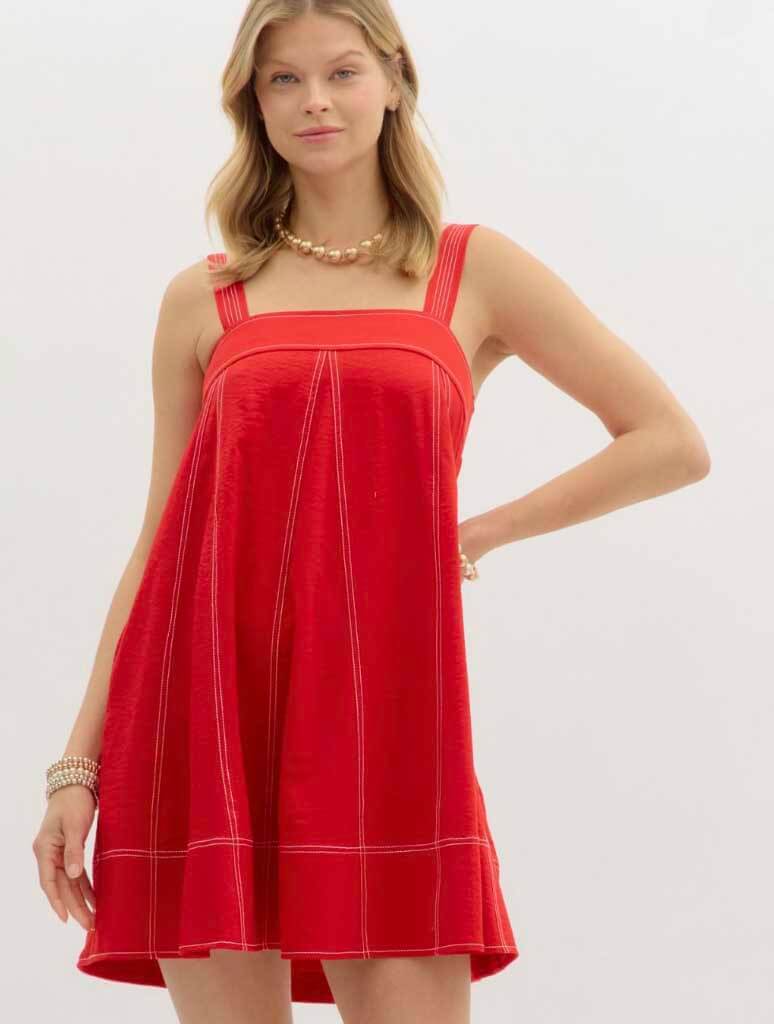 Mini Dress with White Stitching