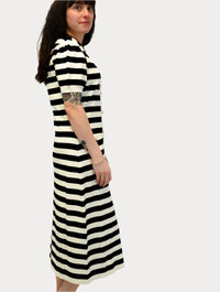 Striped Short Sleeve Sweater Midi Dress