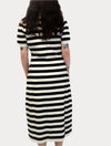 Striped Short Sleeve Sweater Midi Dress