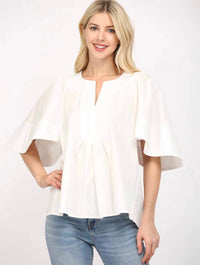 Oversized Short Flutter Sleeve Top