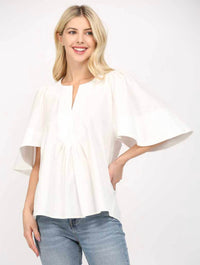 Oversized Short Flutter Sleeve Top