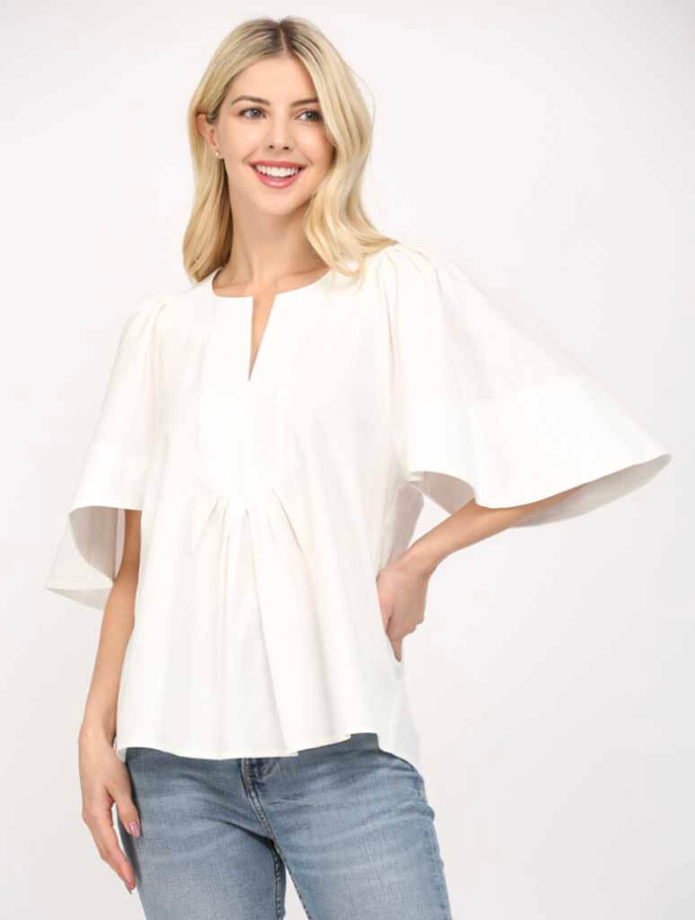 Oversized Short Flutter Sleeve Top