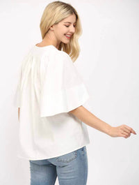 Oversized Short Flutter Sleeve Top