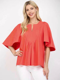 Oversized Short Flutter Sleeve Top