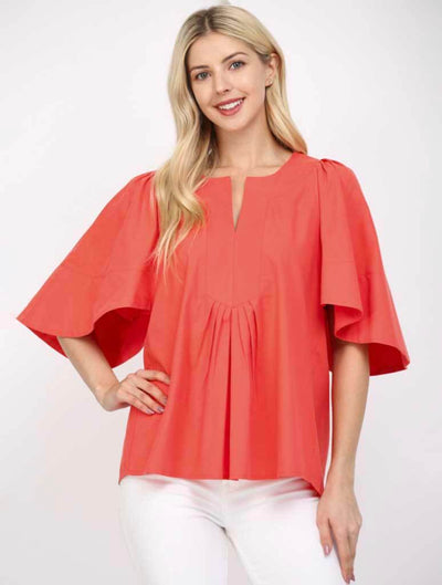 Oversized Short Flutter Sleeve Top