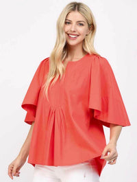 Oversized Short Flutter Sleeve Top