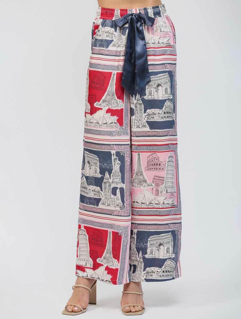 Destination Print Wide Leg Pants