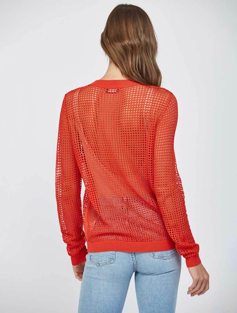 Open Knit Button Closure Cardigan