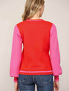 Heart Pattern Colorblock Sweater in Red/Pink