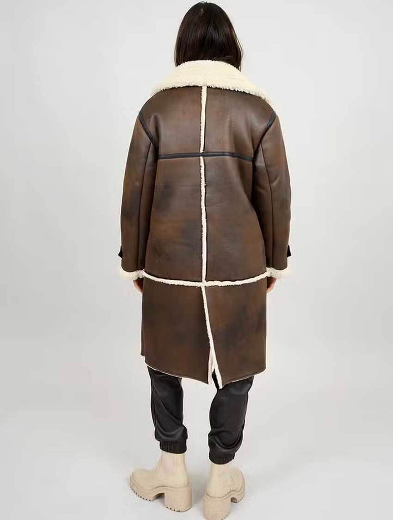Nila Double Breasted Coat in Brown