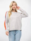 Muiticolor Stripe Sleeve Crew Neck Sweater