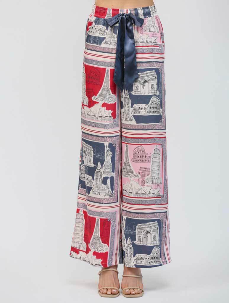 Destination Print Wide Leg Pants