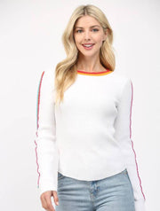 Crochet Trimmed Waffle Knit Sweater (Final Sale)