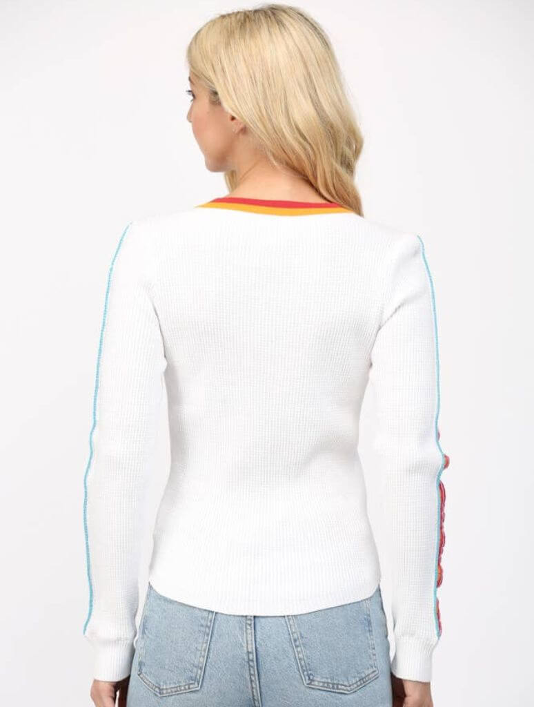 Crochet Trimmed Waffle Knit Sweater (Final Sale)