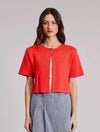Short Sleeve Cardigan with Gold Button Detail