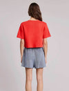 Short Sleeve Cardigan with Gold Button Detail