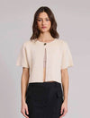 Short Sleeve Cardigan with Gold Button Detail