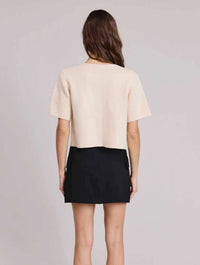 Short Sleeve Cardigan with Gold Button Detail