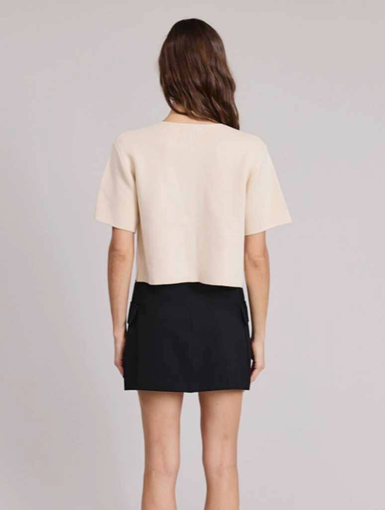 Short Sleeve Cardigan with Gold Button Detail