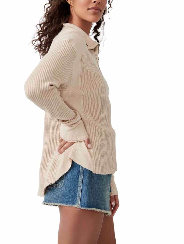 Free People Ashton Zip Thermal in Sand