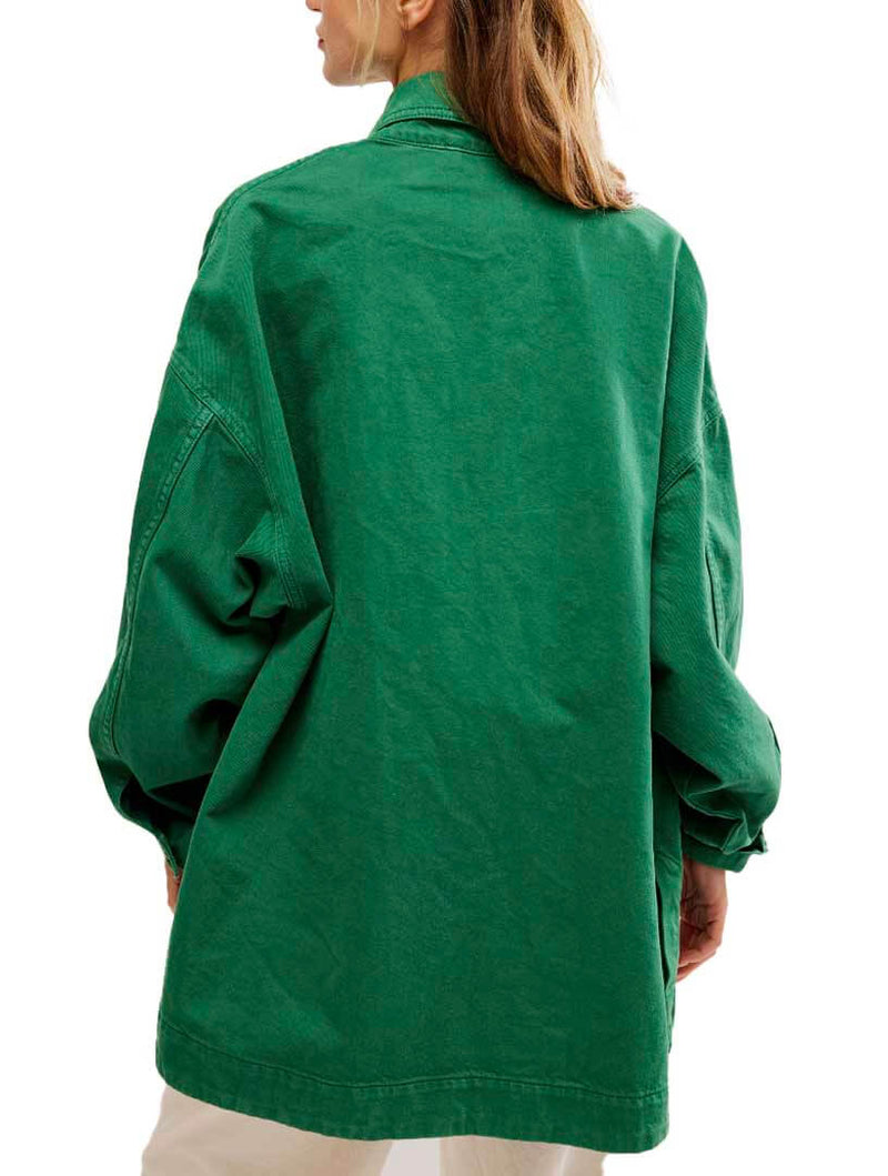 Free People Madison City Twill Jacket in Kelly Green