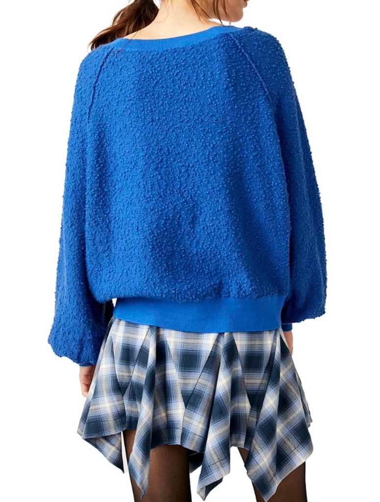 Free People Found My Friend Pullover Sweater in Deja Blue
