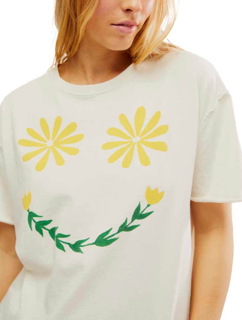 Free People Sunshine Smiles Tee in Ivory Combo