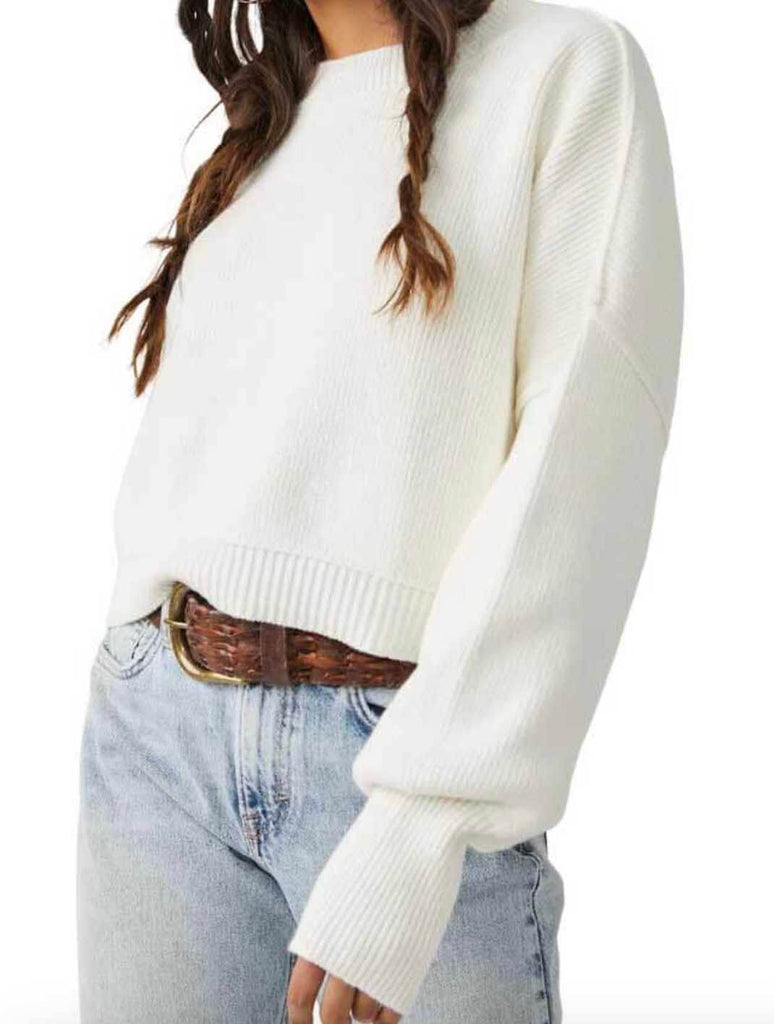 Free People Easy Street Cropped Sweater in Moonglow